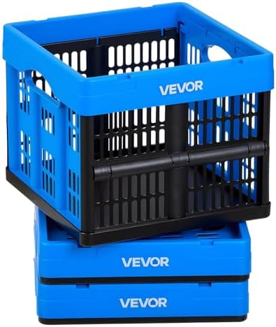 VEVOR Plastic Collapsible Storage Bins, 25L 3 Packs, Stackable Folding Storage by VEVOR