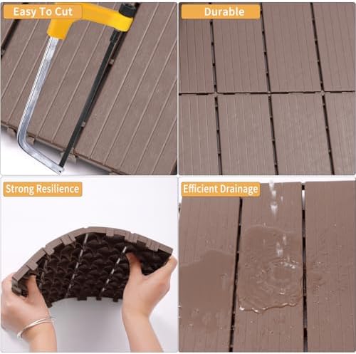 Plastic Interlocking Deck Tiles 12"x12" Waterproof Outdoor Patio Flooring All - Image 4