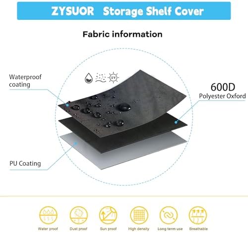 Waterproof Shelf Cover for Storage Shelving, Fits 30"W x 14"D x 62"H - Image 2
