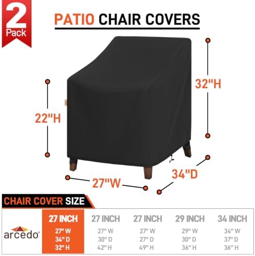 Arcedo 2 Pack Waterproof Patio Chair Covers - Image 2