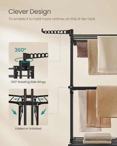 SONGMICS 4-Tier Clothes Drying Rack, 66.6-Inch Tall - Image 6