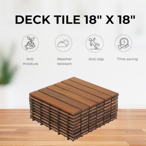 Solid Acacia Deck Tiles, 2.25X Cover, Fast Install, Patio Floor - Image 5