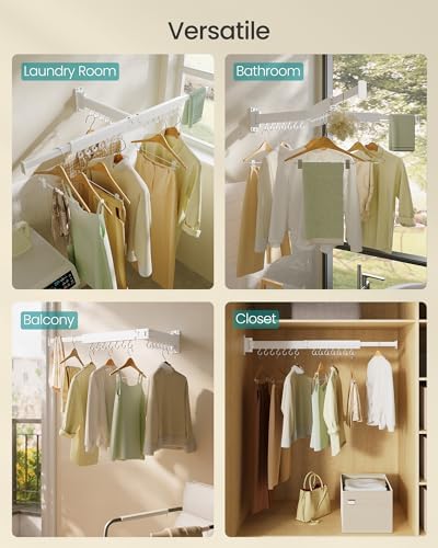 SONGMICS Clothes Drying Rack, Wall-Mounted, Extendable, Foldable Arms - Image 3