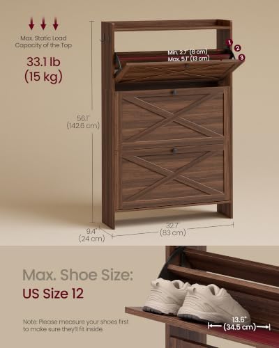 VASAGLE Narrow Shoe Storage Cabinet Organizer - Image 2