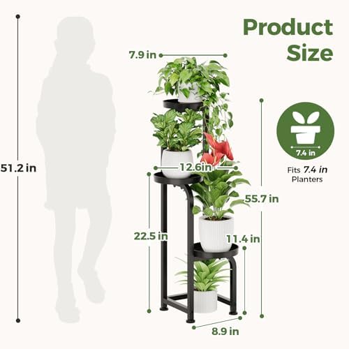Bamworld Tall Plant Stand Indoor Outdoor Corner Metal Flower Pot Stands - Image 5