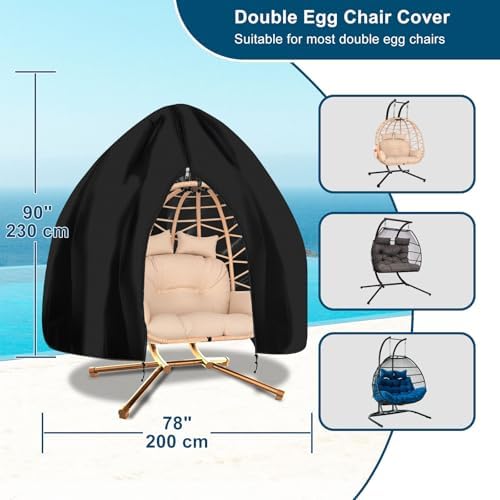 RICHIE 90”x78” Patio Double Egg Chair Cover Waterproof & UV Resistant, - Image 2