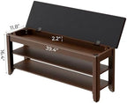 Homleke 39.4" Wide Solid Wood Shoe Rack Bench - Image 3