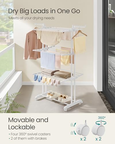 SONGMICS 4-Tier Clothes Drying Rack, 66.6-Inch Tall - Image 3