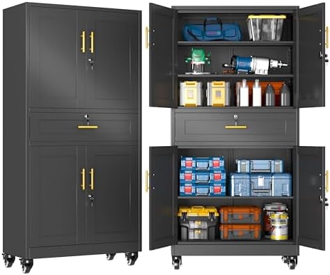 GAIOUS 74” Tall Metal Garage Storage Cabinet by GAIOUS
