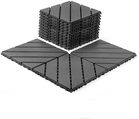 44 Pack Plastic Interlocking Decking Tiles, 12x12 Inch Waterproof Outdoor Floor by Unknown