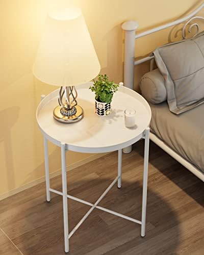 EKNITEY End Table, Folding Metal Side Table Waterproof Small Coffee Table Sofa - Image 5