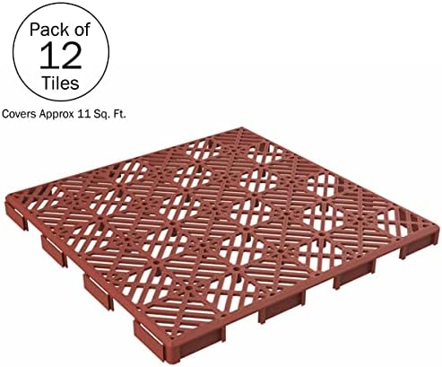 Pure Garden 12-Pack Polypropylene Interlocking Patio Deck Tiles - Image 5