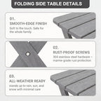 Folding Outdoor Side Table, Small HDPE Patio Table, All-Weather Compact - Image 5
