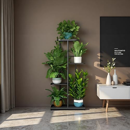 LINZINAR 4 Tier Plant Stand Indoor Outdoor Metal Flower Pot Display Shelf - Image 3