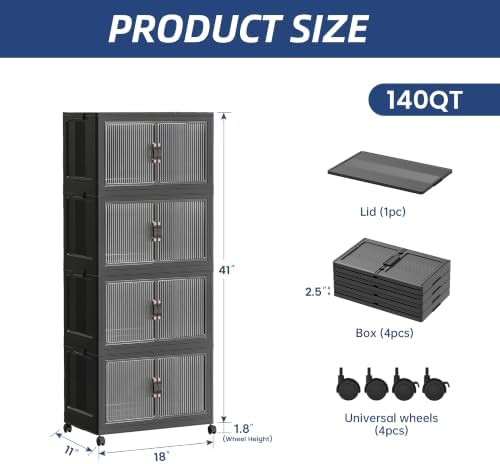 SAILUN 140Qt Stackable Storage Bins, Storage Cabinet - Image 5