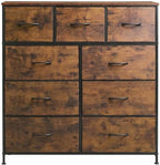 WLIVE Tall Dresser for Bedroom, 9 Drawer Chest of Drawers, Rustic Brown by WLIVE