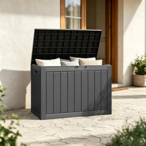 Fancyango 50 Gallon Waterproof Deck Box, Resin Outdoor Storage Box - Image 7