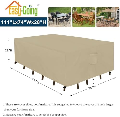 Easy-Going Rectangle Patio Furniture Cover Waterproof Outdoor Dining Table and - Image 2