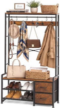 Faesun Hall Tree with Bench and Shoe Storage, Rustic Brown by Faesun