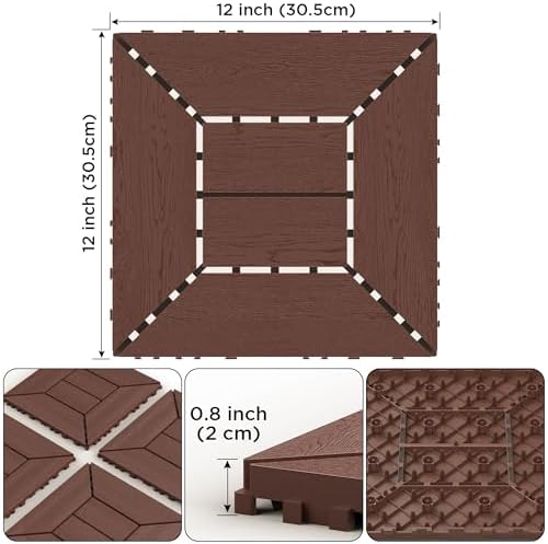 Interlocking Deck Tiles, Outdoor Patio Flooring, 44 Pack All Weather Waterproof - Image 2