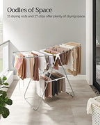 SONGMICS Clothes Drying Rack, Foldable Space-Saving Steel Laundry Rack - Image 3