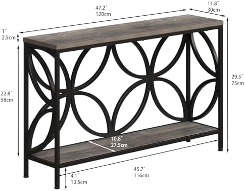 GiftGo Narrow Sofa Table 47.2 Inch, Industrial Sofa Table Behind Couch - Image 2