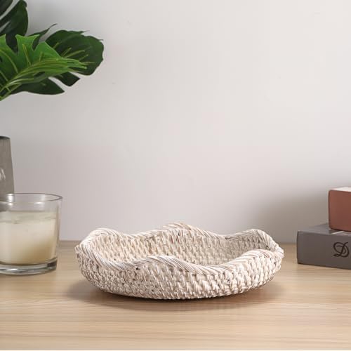 Hipiwe Small Woven Rattan Basket Tray 7.3" Decorative Key Bowl - Image 7