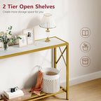 Tajsoon Entryway Table 41.8", 2 Tier Gold Console Table - Image 4