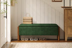 Modern Storage Benches with Walnut Wood Legs, Fabric Upholstered Entryway Bench - Image 4