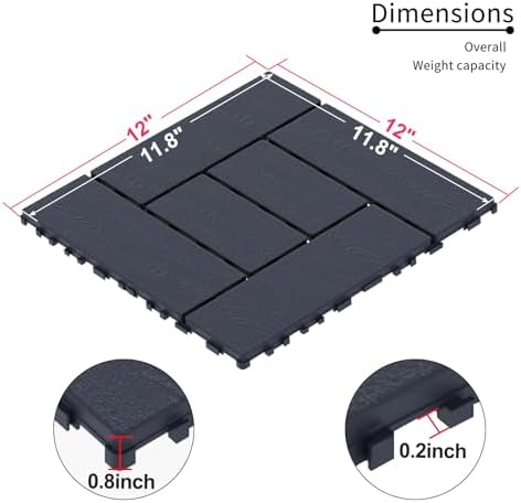 44-Pack Interlocking PP Deck Tiles, All-Weather Anti-Slip Patio Tiles - Image 2