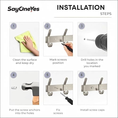 Coat Rack Wall Mount – Brushed Nickel 30 Inch Stainless Steel Hook Rail - Image 7
