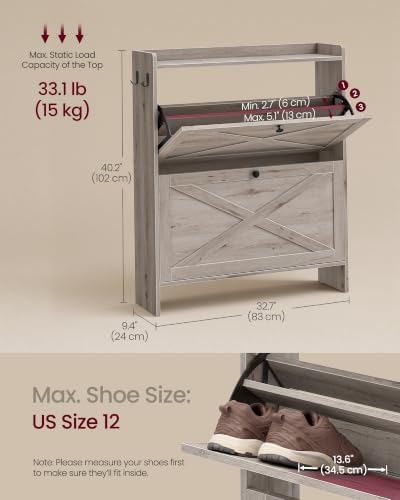 VASAGLE Narrow Shoe Storage Cabinet Organizer - Image 2