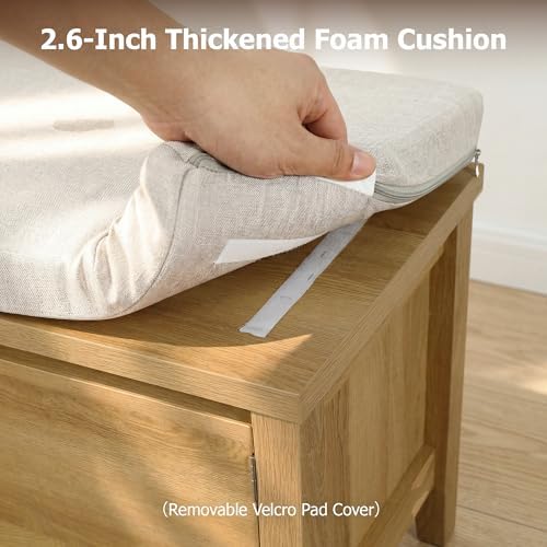 Entryway Bench with Storage, 3 in 1 Storage Bench with 1 Drawer and 2 Cubbies - Image 4
