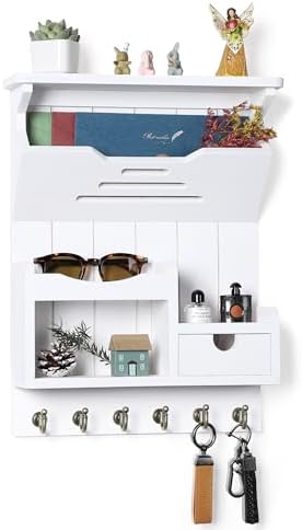 DOPACE Handcrafted Pine Wood Mail Organizer & Key Holder - Image 2