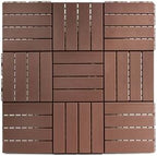 FloorPops 11.8-in by 11.8-in Straight Groove Coffee Interlocking Deck Tiles by FloorPops