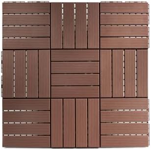 FloorPops 11.8-in by 11.8-in Straight Groove Coffee Interlocking Deck Tiles by FloorPops
