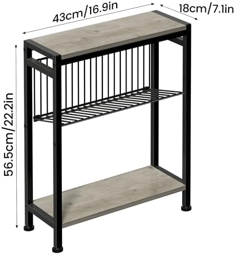 Small Side Table Set of 2 for Small Space, 3-Tier Narrow End Table - Image 3