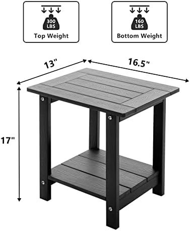Meluvici Double Adirondack Side Table Weather Resistant, Outdoor Rectangular - Image 3
