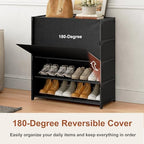 5 Tier Shoe Cabinet with Door, 20-Pair Storage - Image 6