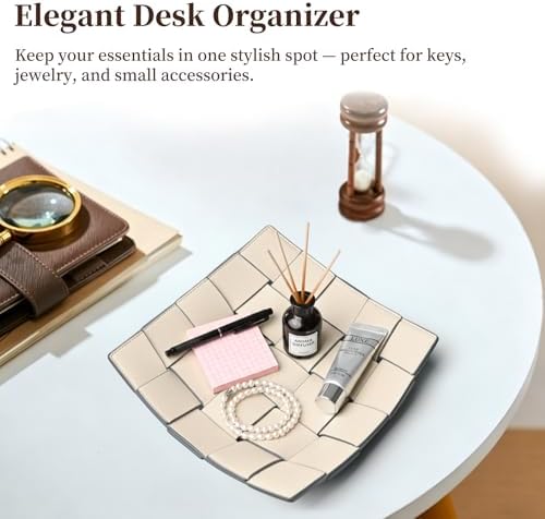 MSJGA Valet Tray PU Leather Key Holder Bowl - Image 4