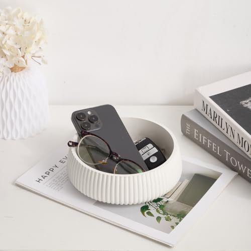 Concrete Key Bowl for Entryway Table, Ivory White - Image 5