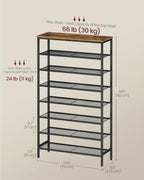 VASAGLE Shoe Rack with 7 Mesh Shelves and 1 Large Top - Image 3