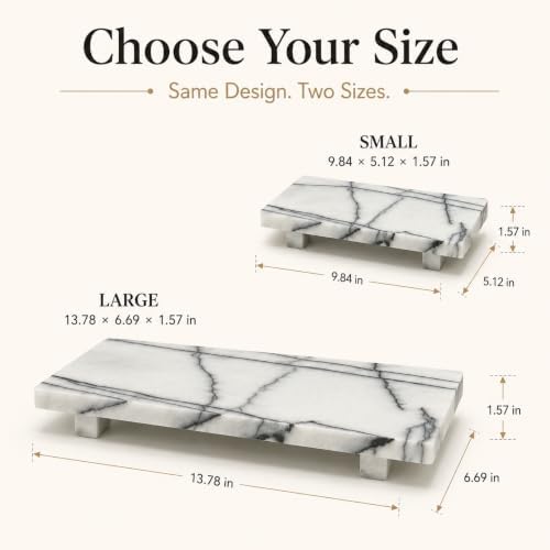 White Marble Pedestal Tray, 13.8-Inch Organizer - Image 4