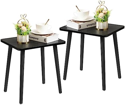 FORAOFUR Black End Tables Set of 2, Modern Boho End Table by FORAOFUR