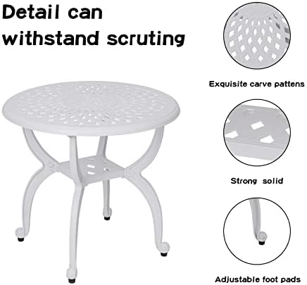 YKSY&YKSY Jardin DE Centennial Cast Aluminum Outdoor Side Table, Anti-Rust - Image 5