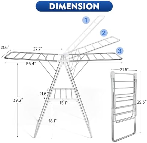 APEXCHASER Clothes Drying Rack, Stainless Steel Drying Rack Clothing - Image 3