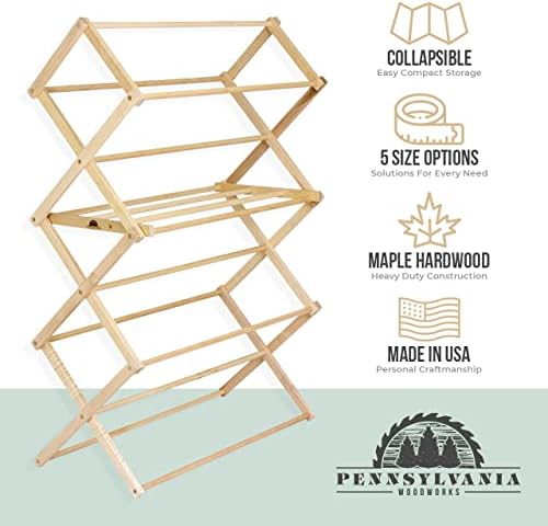 Pennsylvania Woodworks Clothes Drying Rack: Solid Maple Hard Wood Laundry Rack - Image 6