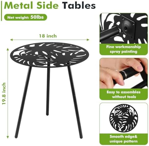 Party Zealot 1 Pack Extra-Large Metal Outdoor Side Tables 18 Inches Outside End - Image 3