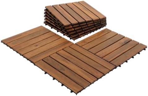 Solid Acacia Deck Tiles, 2.25X Cover, Fast Install, Patio Floor by Arrowstone