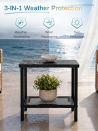 2-Tier Storage Outdoor Side Table, HDPE Small Outdoor Table - Image 4